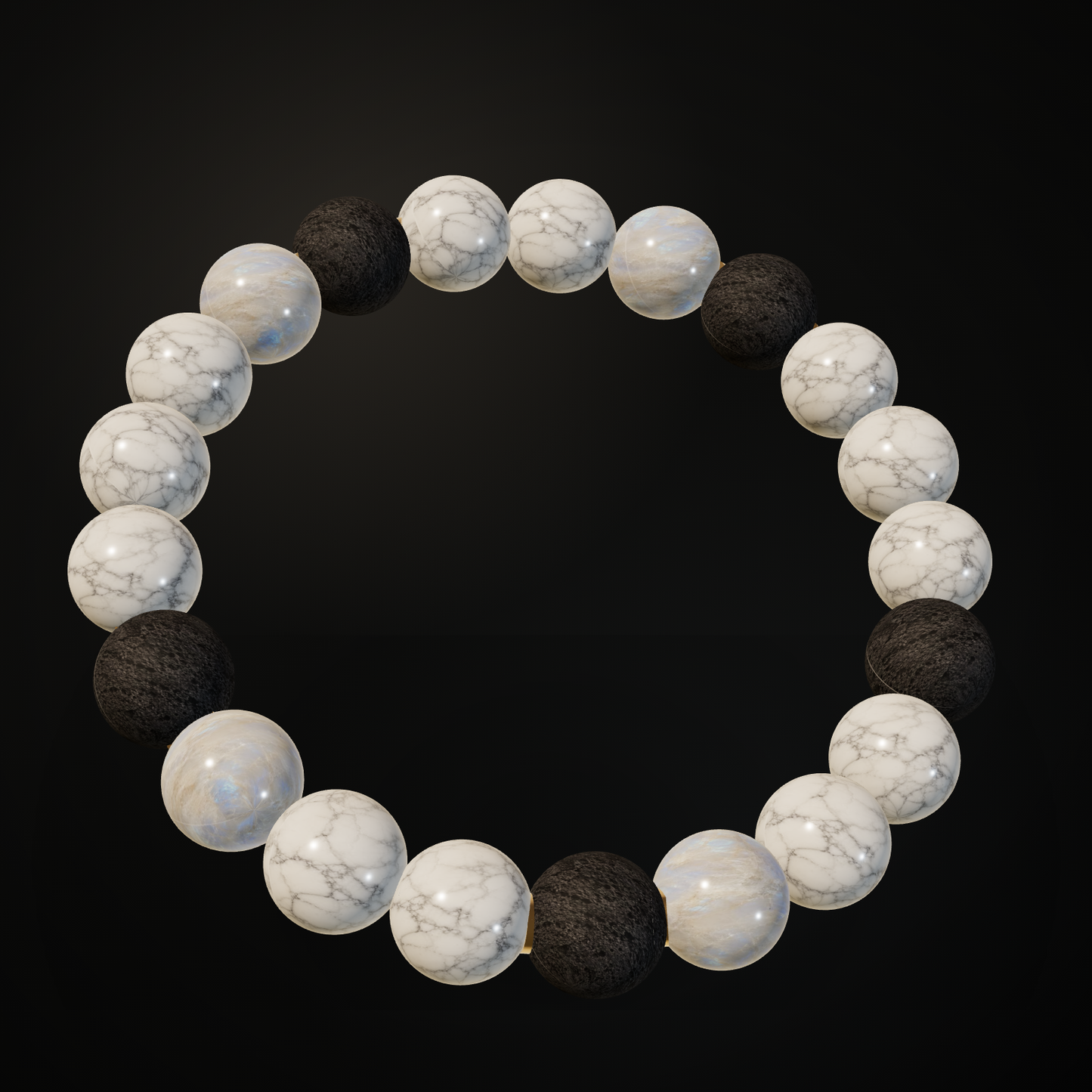 Dream Black and White natural stone bracelet on a dark background