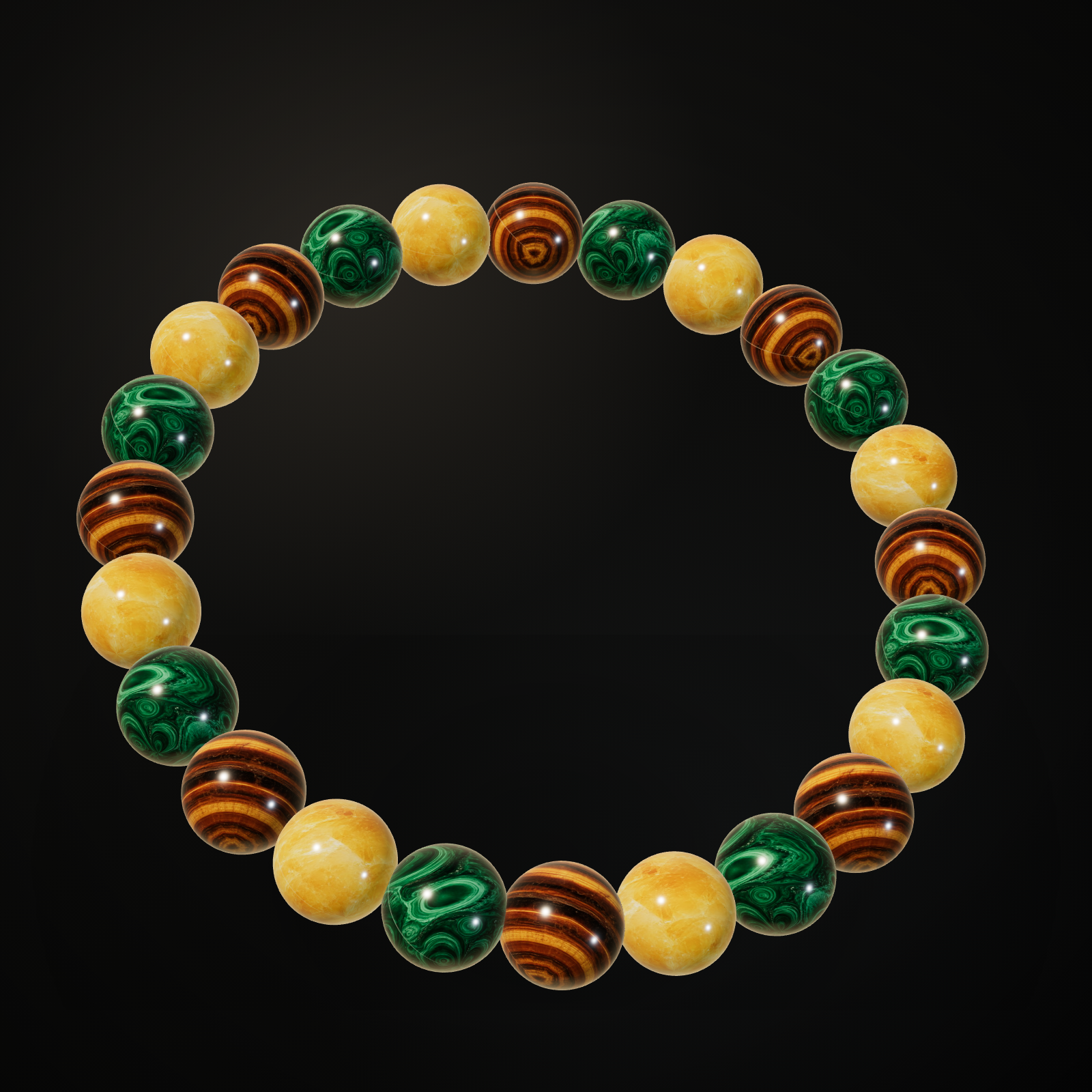 Money and Success Green natural stone bracelet on a dark background