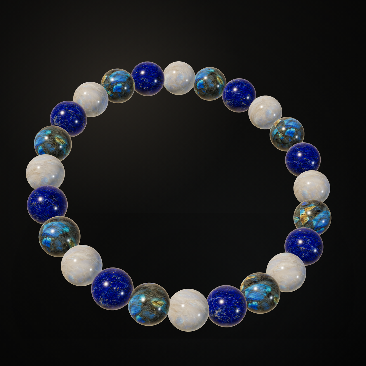 New Beginnings Blue Mix natural stone bracelet on a dark background