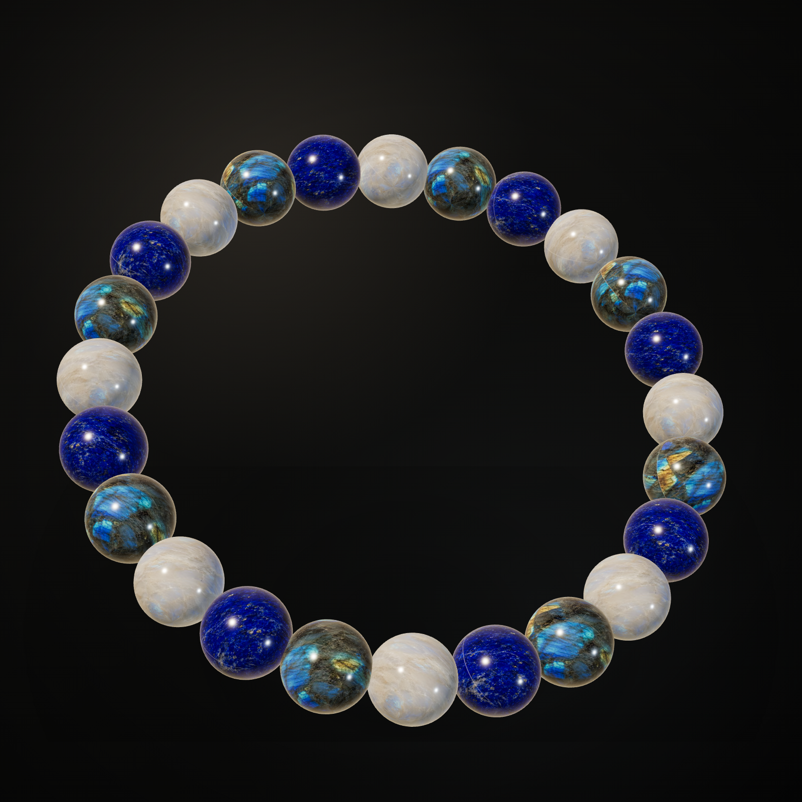 New Beginnings Blue Mix natural stone bracelet on a dark background