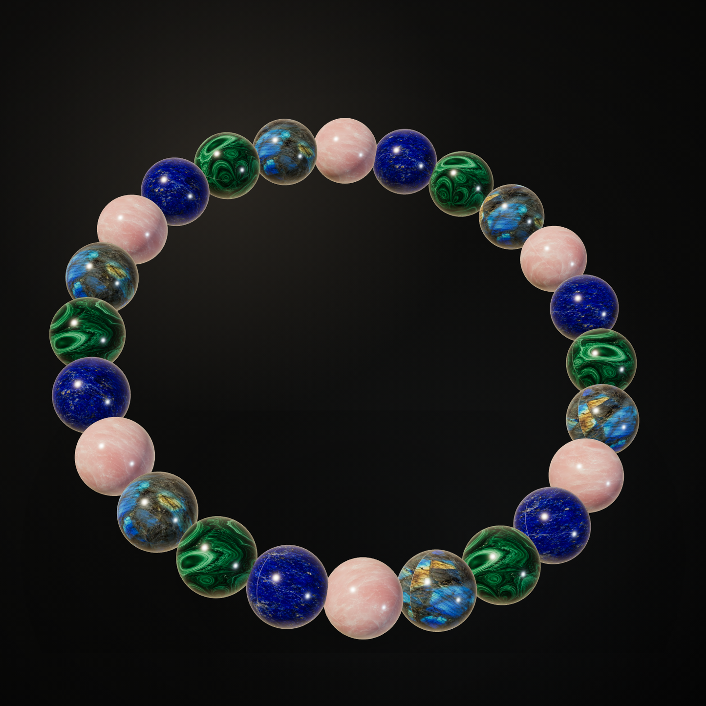 New Beginnings Color Mix natural stone bracelet on a dark background