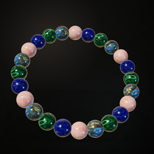 New Beginnings Color Mix natural stone bracelet on a dark background