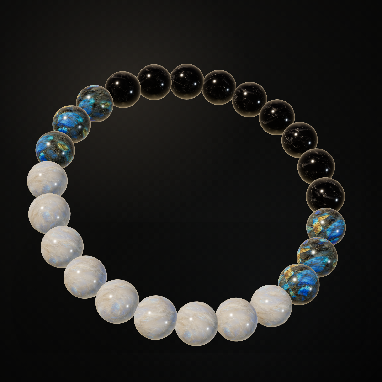 Protection Monochrome natural stone bracelet on a dark background