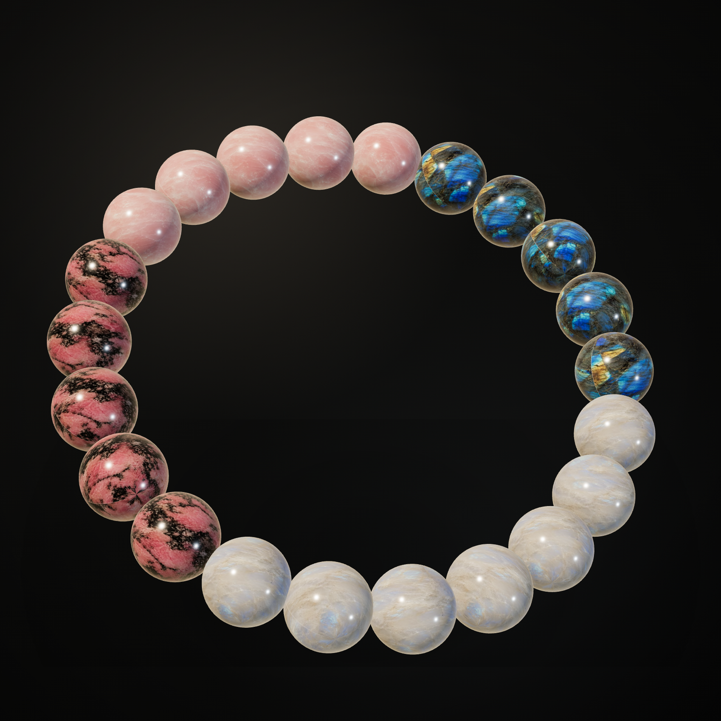 Self-Love Soft Color Block natural stone bracelet on a dark background